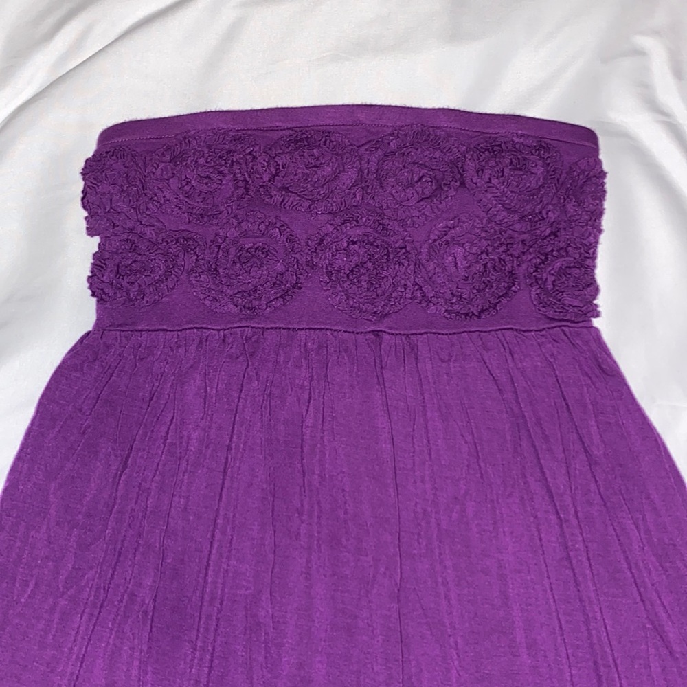 Purple Design History strapless maxi dress.